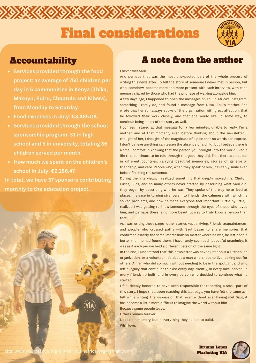 A tribute to Saul — Newsletter August 2026