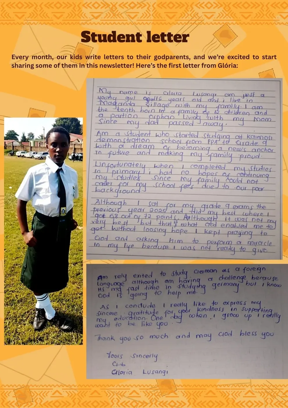 Student sponsorship: fueling dreams — Newsletter April 2026