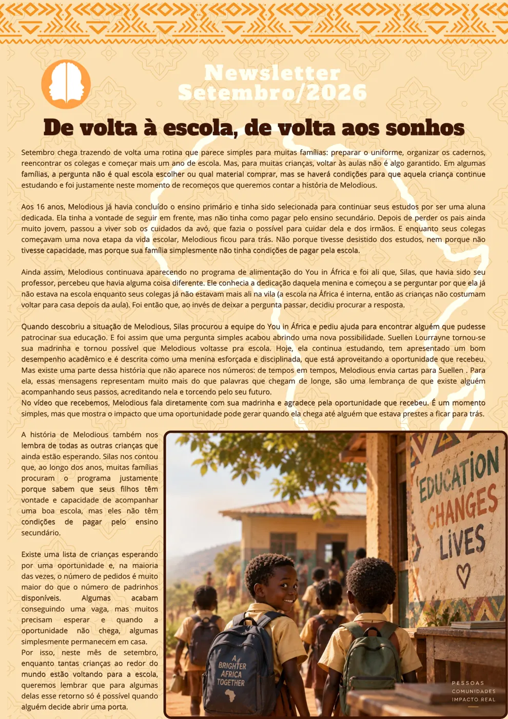 O que muda quando uma criança acredita no próprio futuro? — Newsletter Setembro 2026