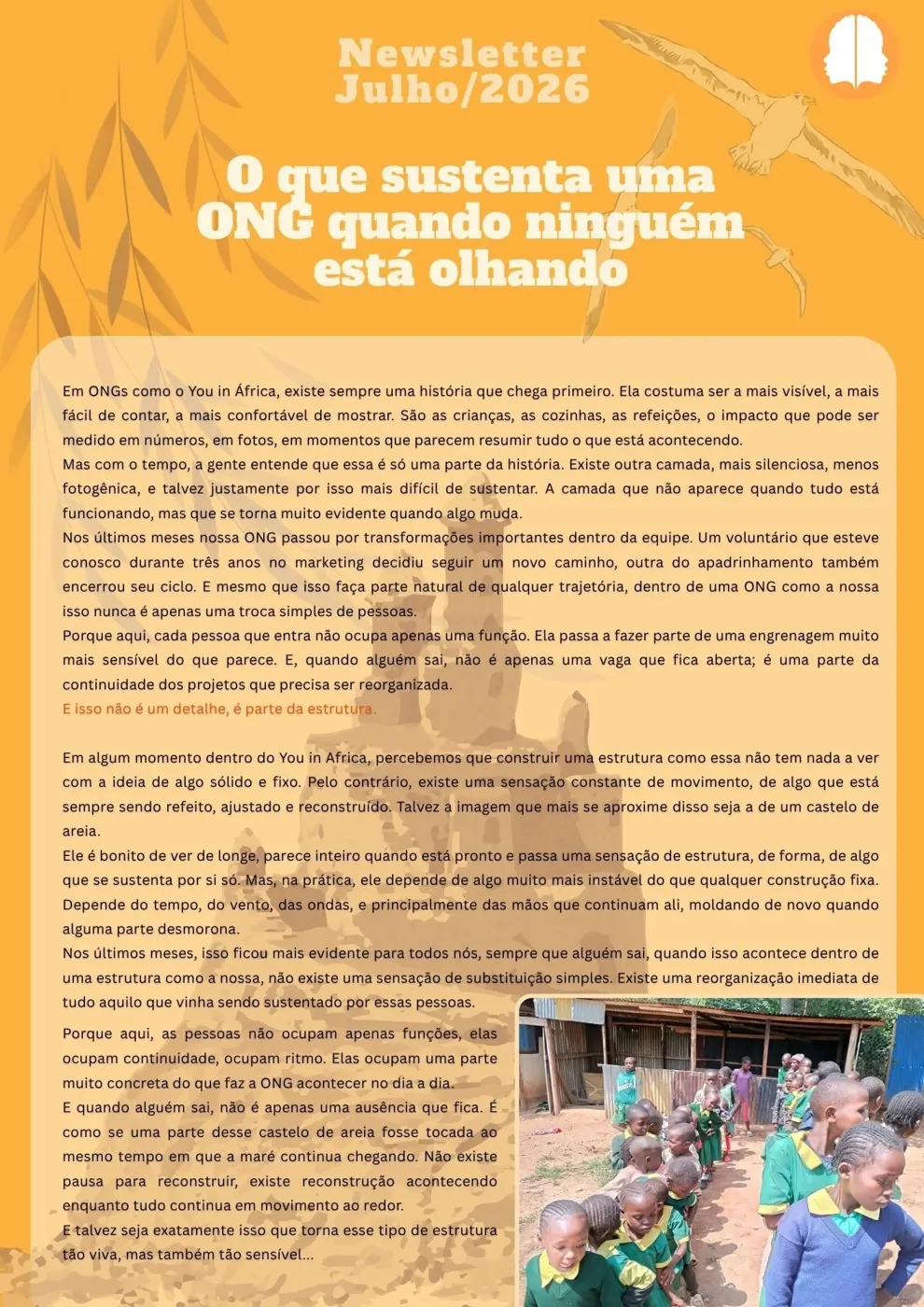 O lado invisível de uma ONG — Newsletter Julho 2026