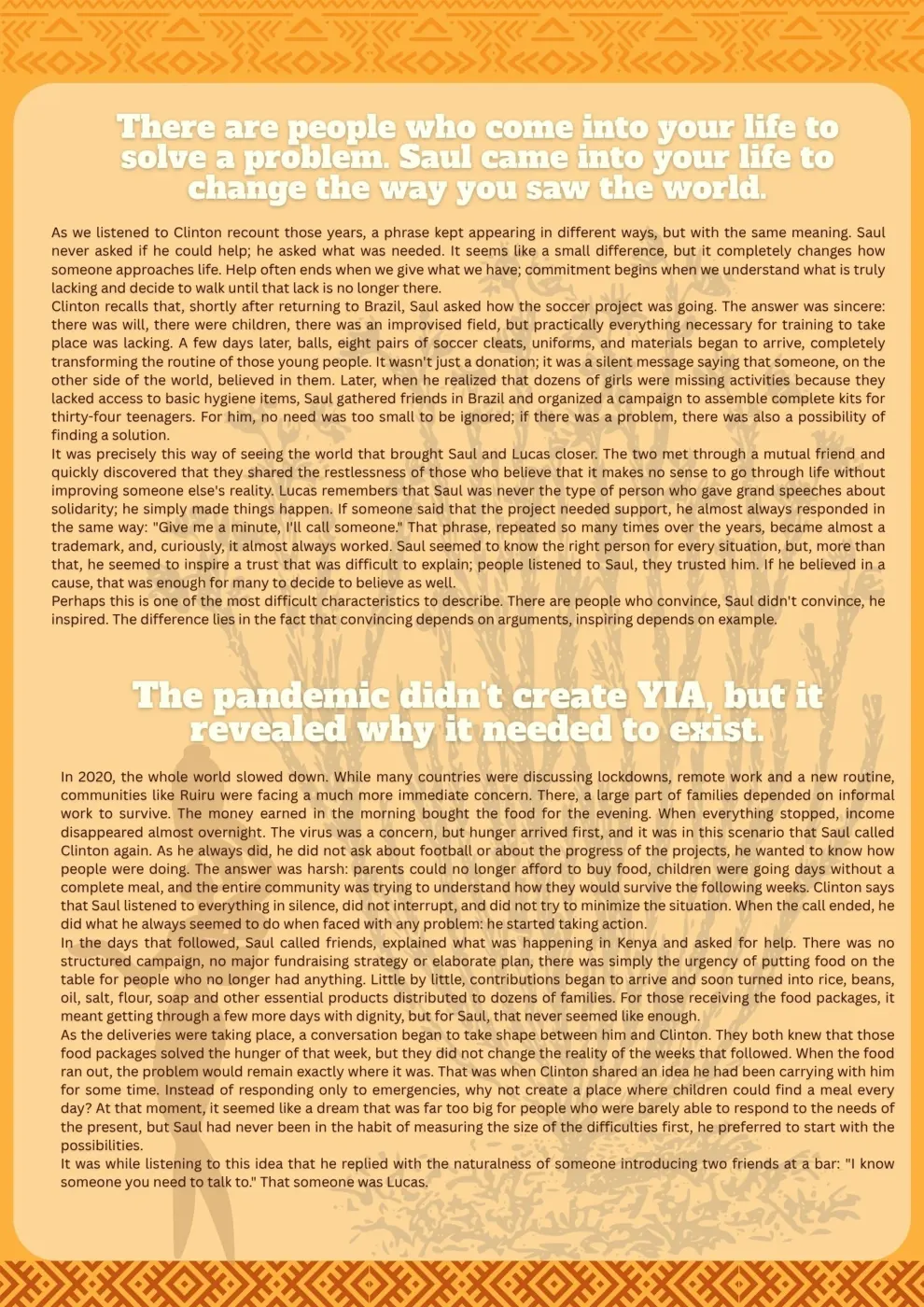 A tribute to Saul — Newsletter August 2026