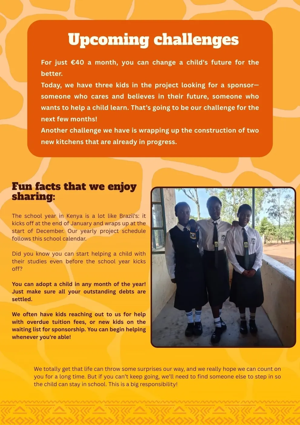 Student sponsorship: fueling dreams — Newsletter April 2026
