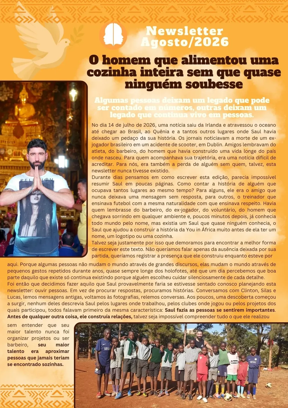 Uma homenagem ao Saul — Newsletter Agosto 2026