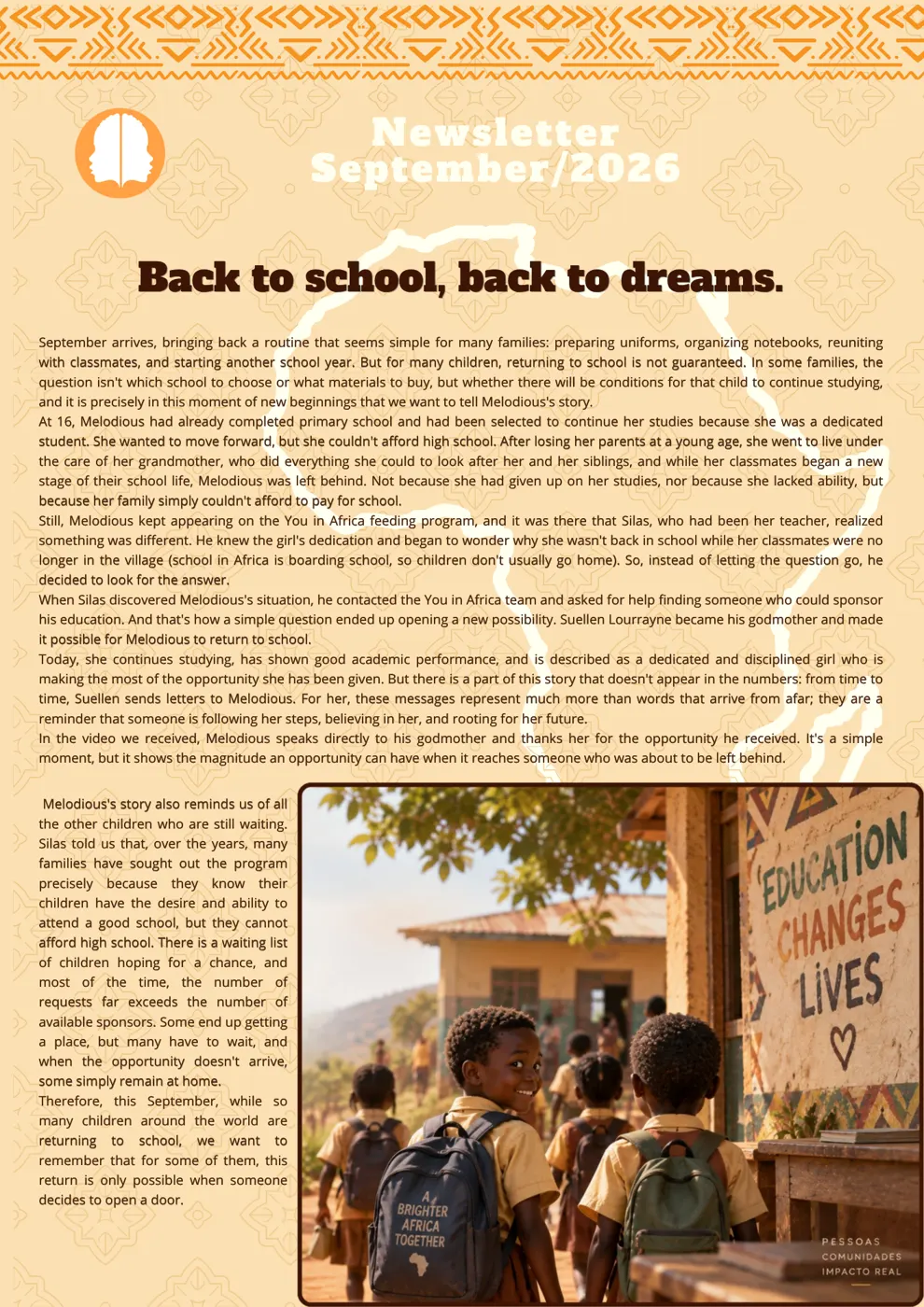 What changes when a child believes in their own future? — Newsletter September 2026